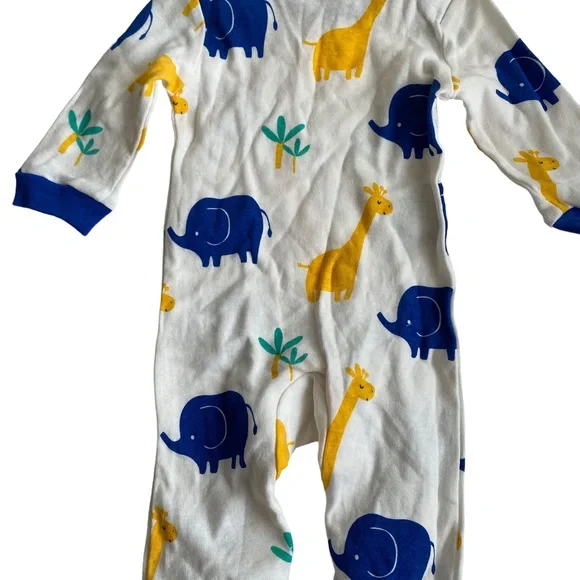 Set Of 3  Rompers 100% Cotton Snap Closures giraffe elephants dinosaurs Unisex. - Picture 4 of 10